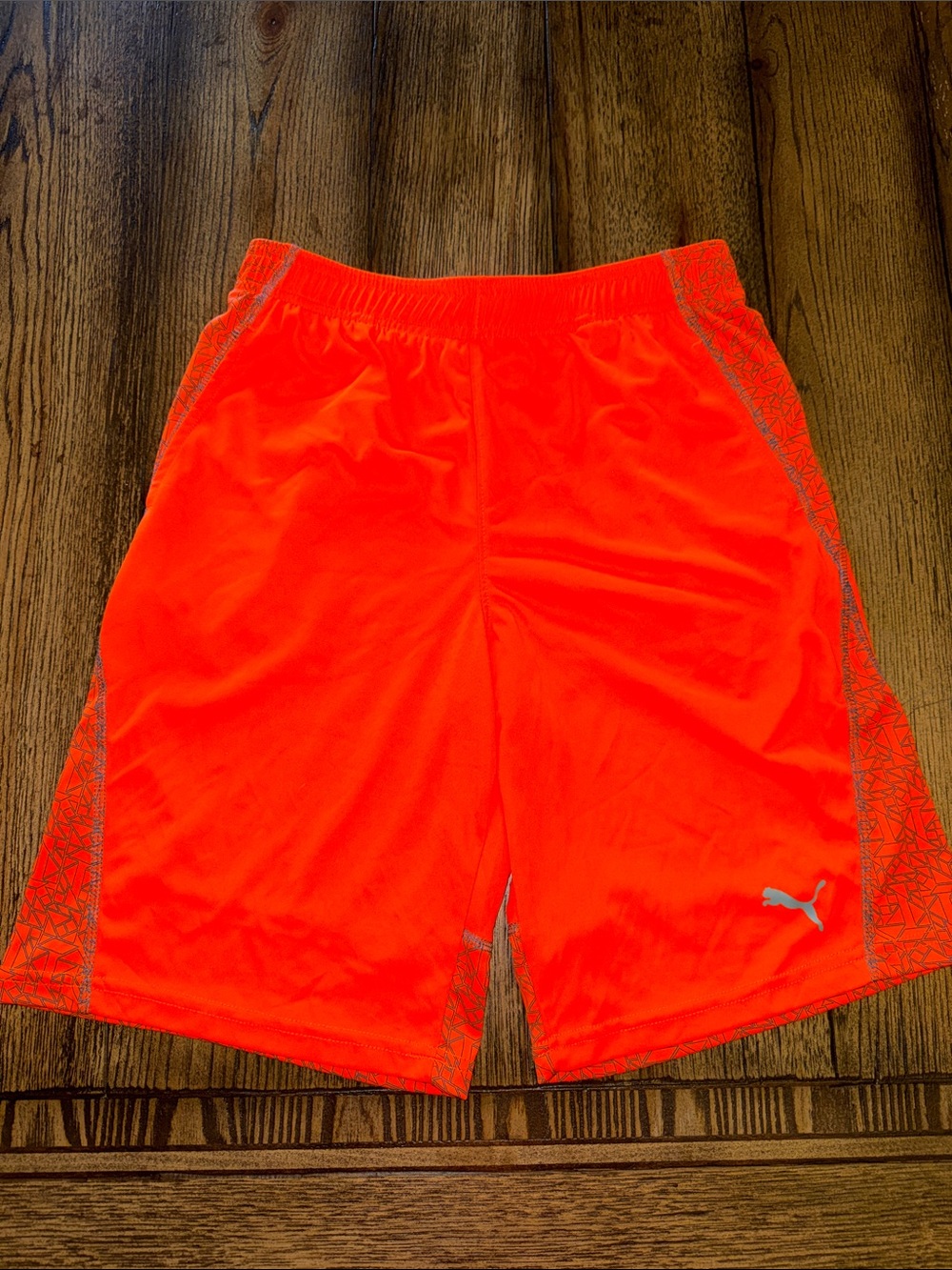Puma Neon Orange Boys' Athletic Shorts with Side Panels